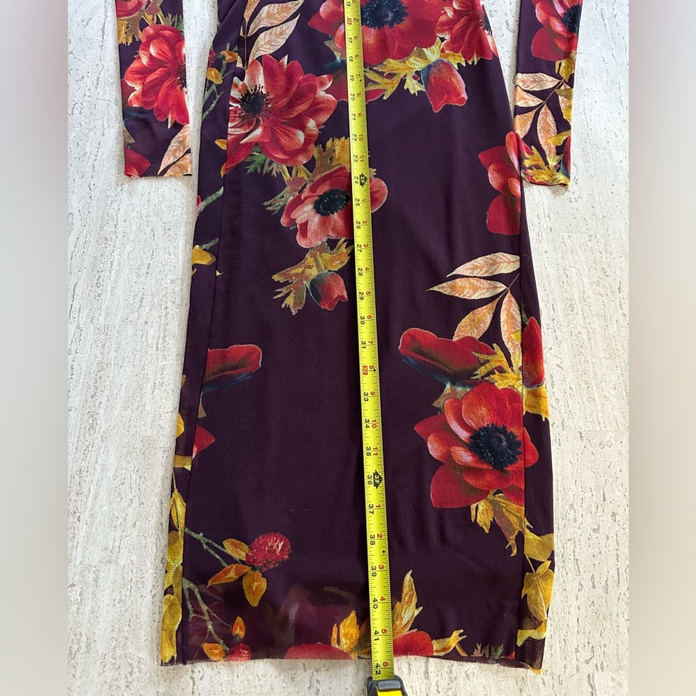 Fuzzi Abito Mesh Long Sleeve Ruched Midi Dress, Size XS - Picture 14 of 16